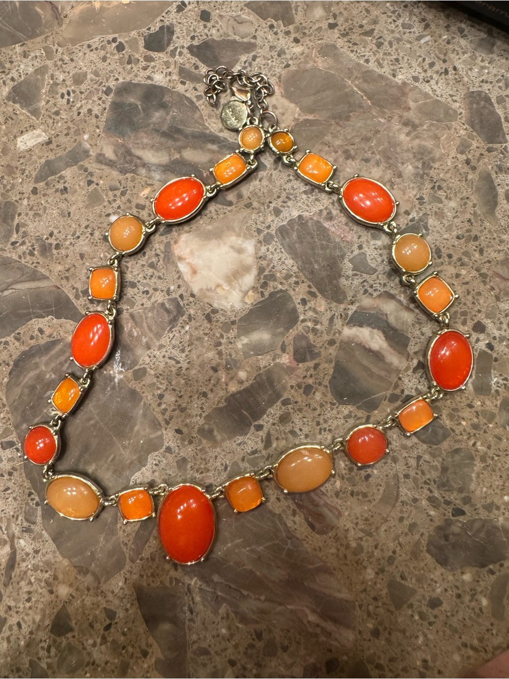 Orange and Peach Stone Statement Necklace by